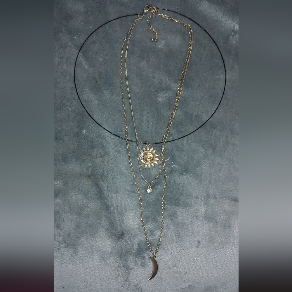 Elegant Gold Sun and Moon Pendant Necklace